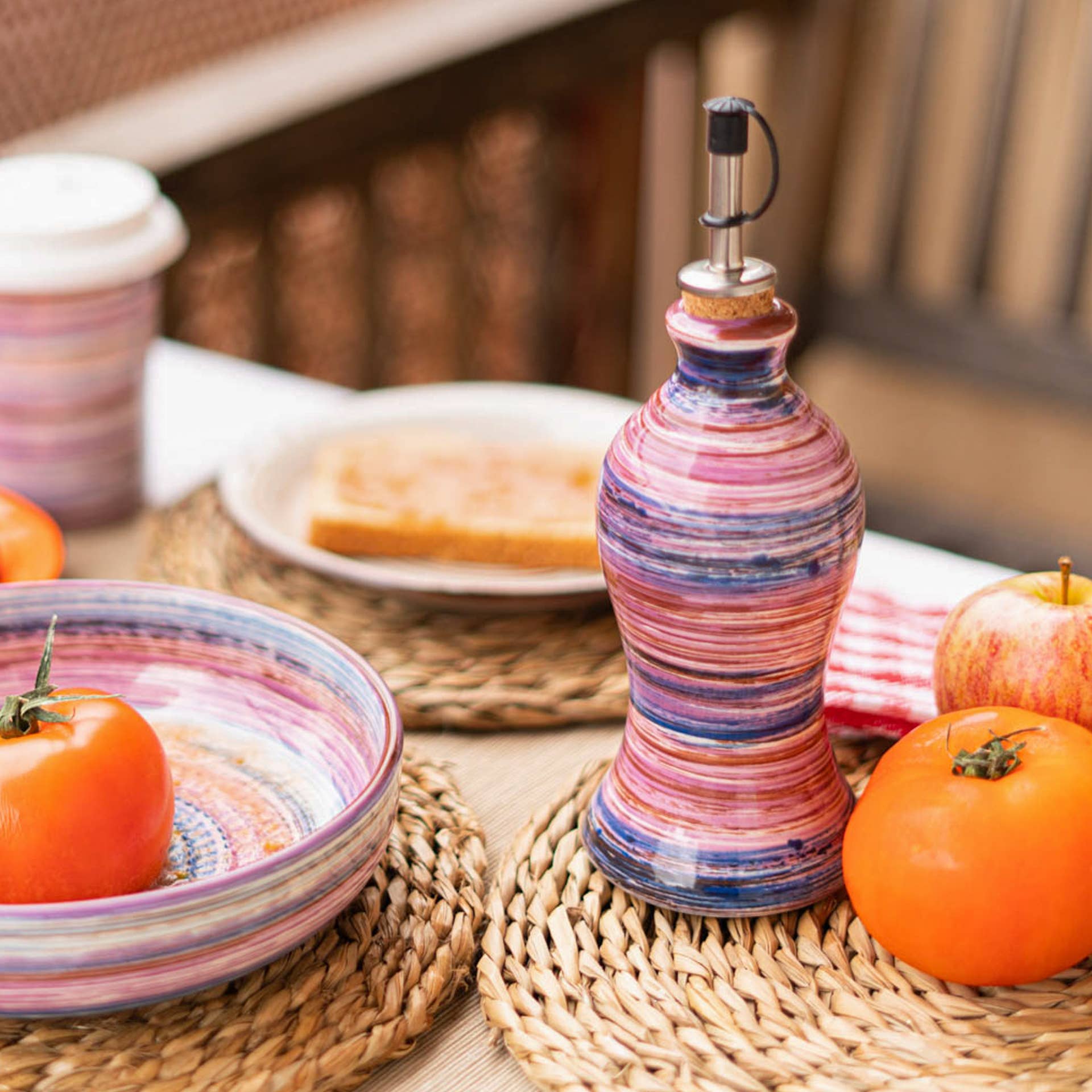 Rankų darbo keraminiai aliejaus buteliai 300ml LAVANDA