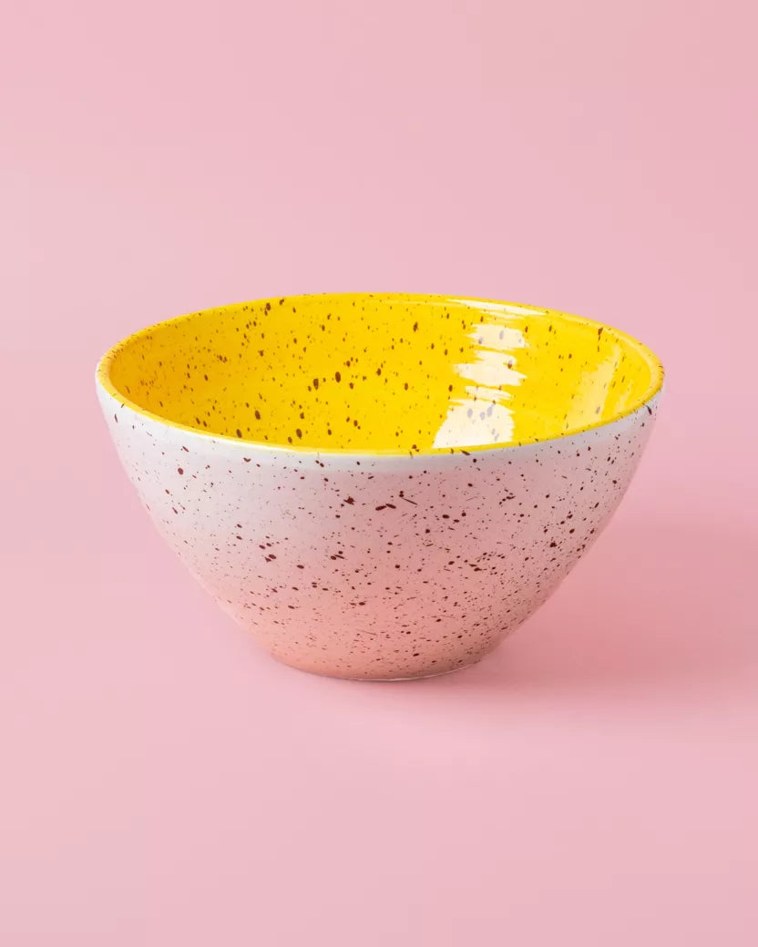 Keramikinis salotų dubuo Ø21cm 1.5L / Baltai ir geltonai margas CINAMONAS – stilizacijos vaizdas | Beata Nicholson
