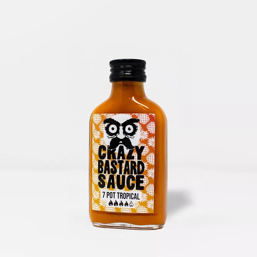 Crazy Bastard aštrus padažas - 7Pot čili ir tropiniai vaisiai, 100 ml – priekinis vaizdas | Beata Nicholson