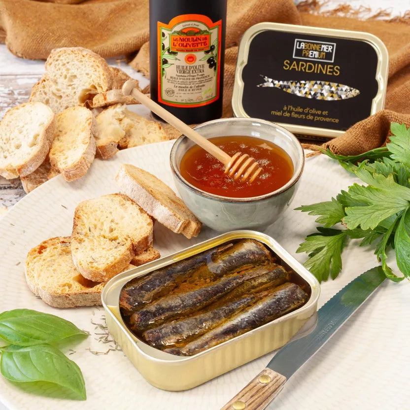 Sardinės alyvuogių aliejuje su Provanso medumi „La Parisienne“