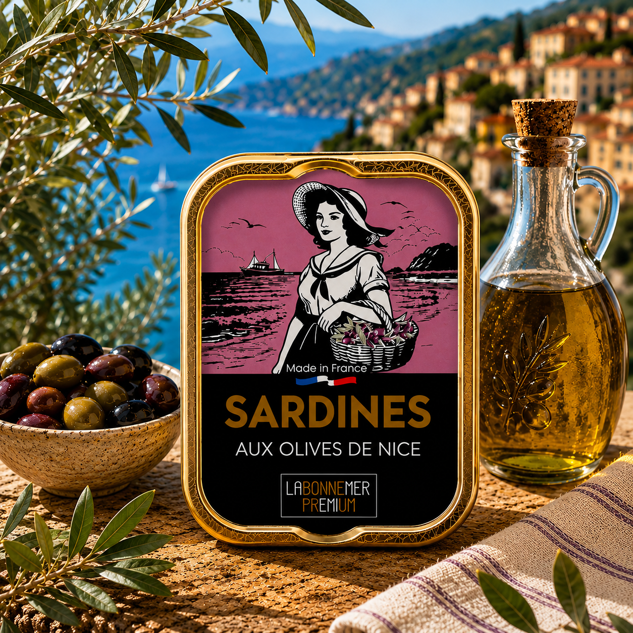 Sardinės su Nicos alyvuogėmis, patiektos su alyvuogėmis