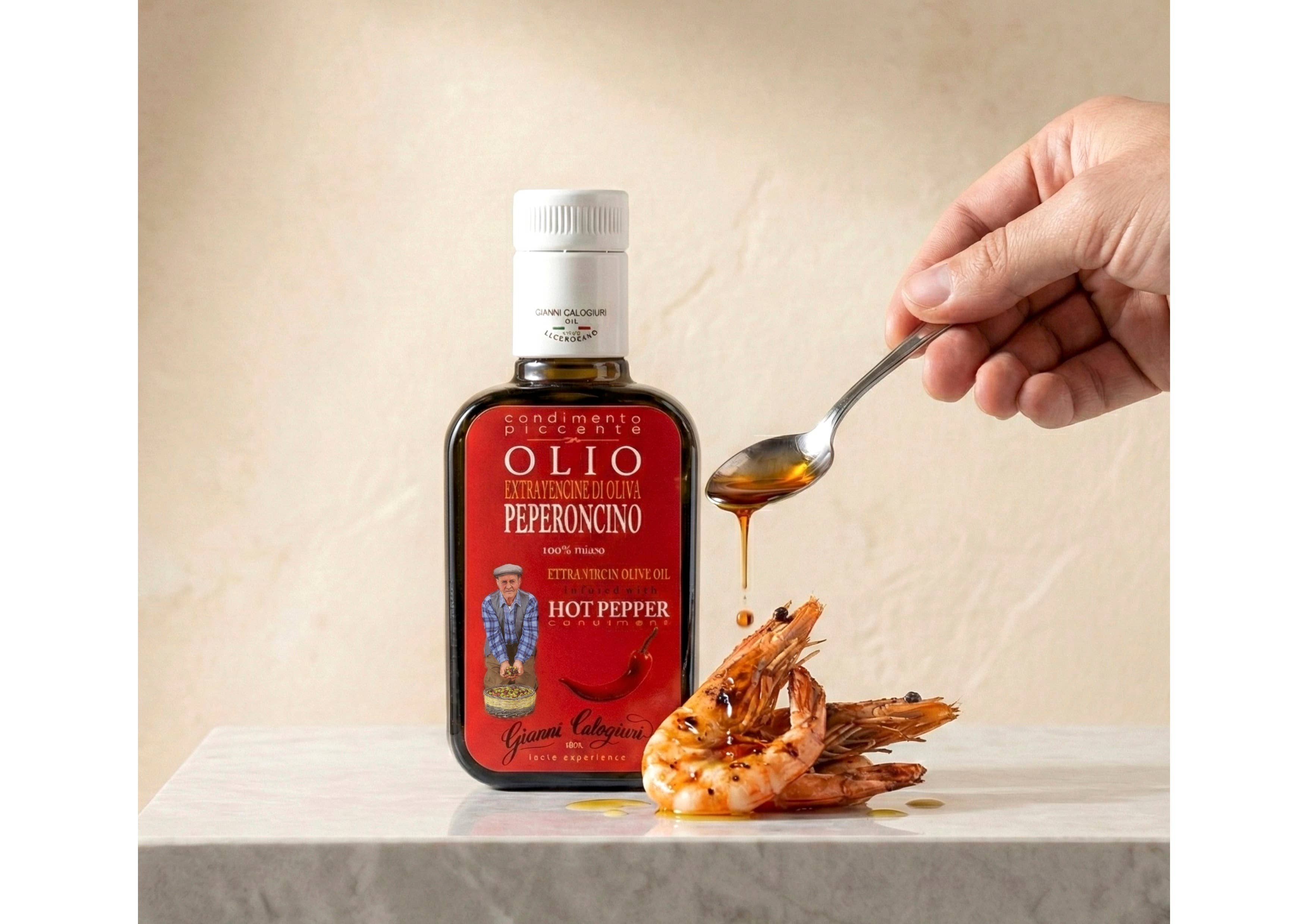 Ypač tyras alyvuogių aliejus su čili pipirais