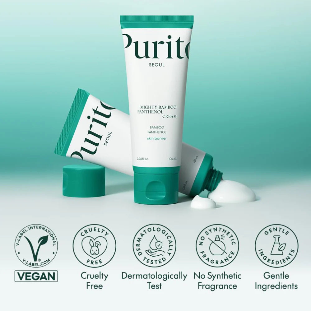 PURITO SEOUL Mighty Bamboo Panthenol Cream - veido kremas 100ml