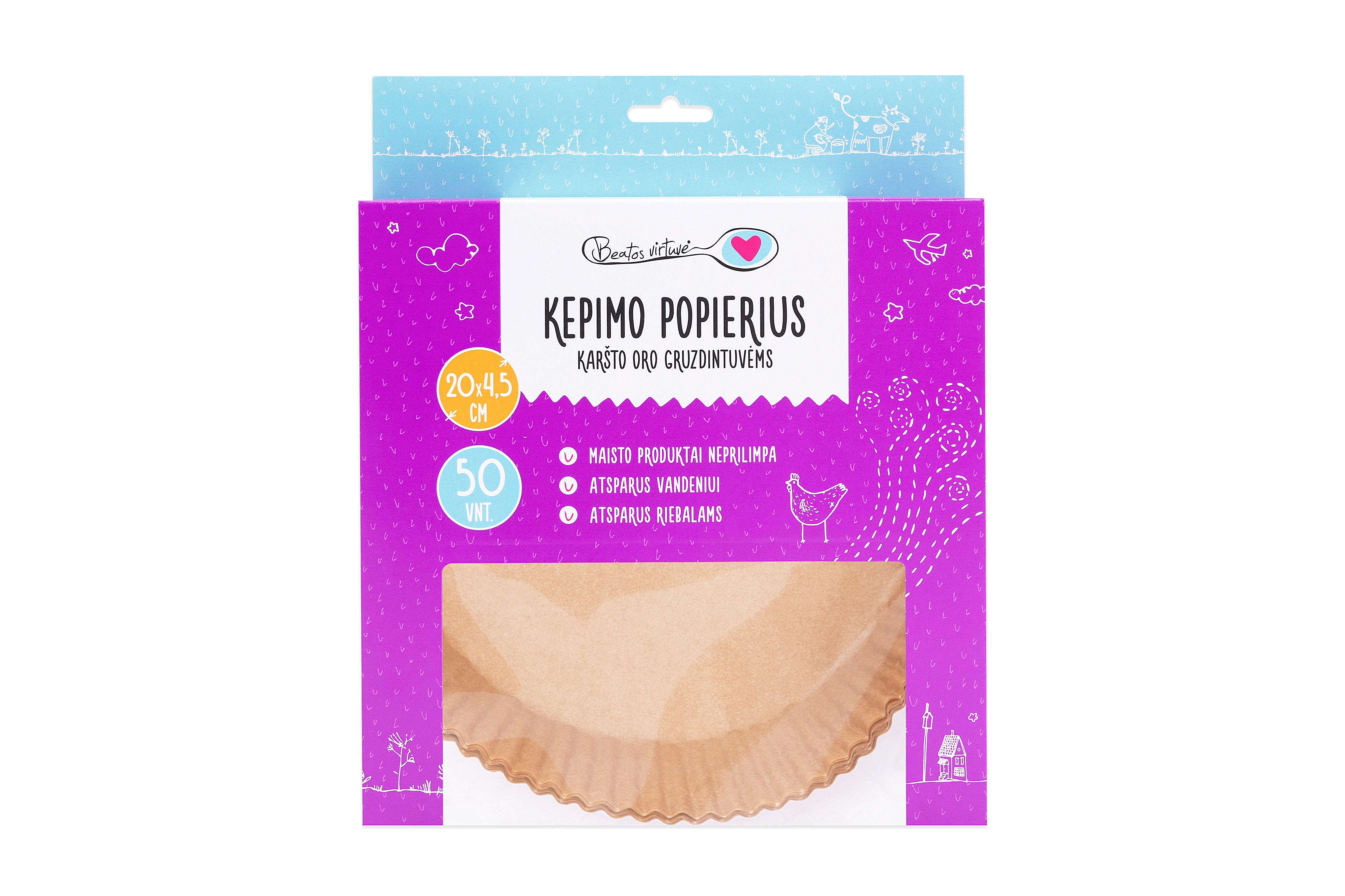 Beatos Virtuvė kepimo popierius karšto oro gruzdintuvėms (air fryer liners)