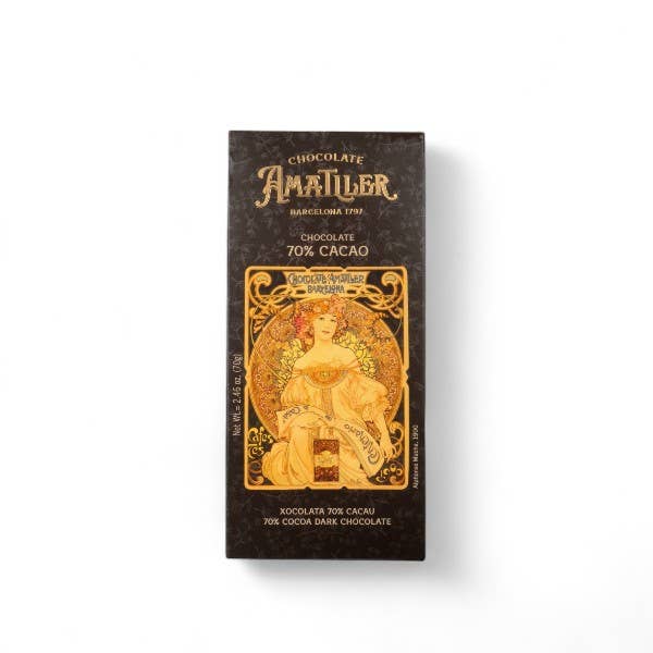 JUODOJO ŠOKOLADO BATONĖLIS 70% 70g - Chocolate Amatller