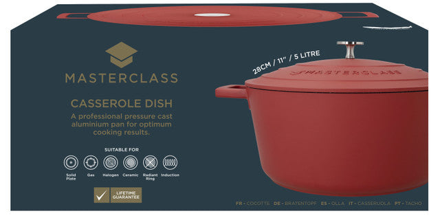 MasterClass Cast Aluminium Casserole Dish, 5L, Red