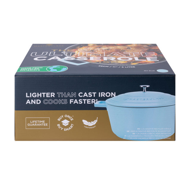 MasterClass Cast Aluminium Casserole Dish, 5L, Sky Blue