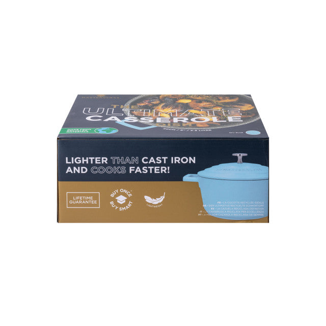 MasterClass Cast Aluminium Casserole Dish, 2.5L, Sky Blue