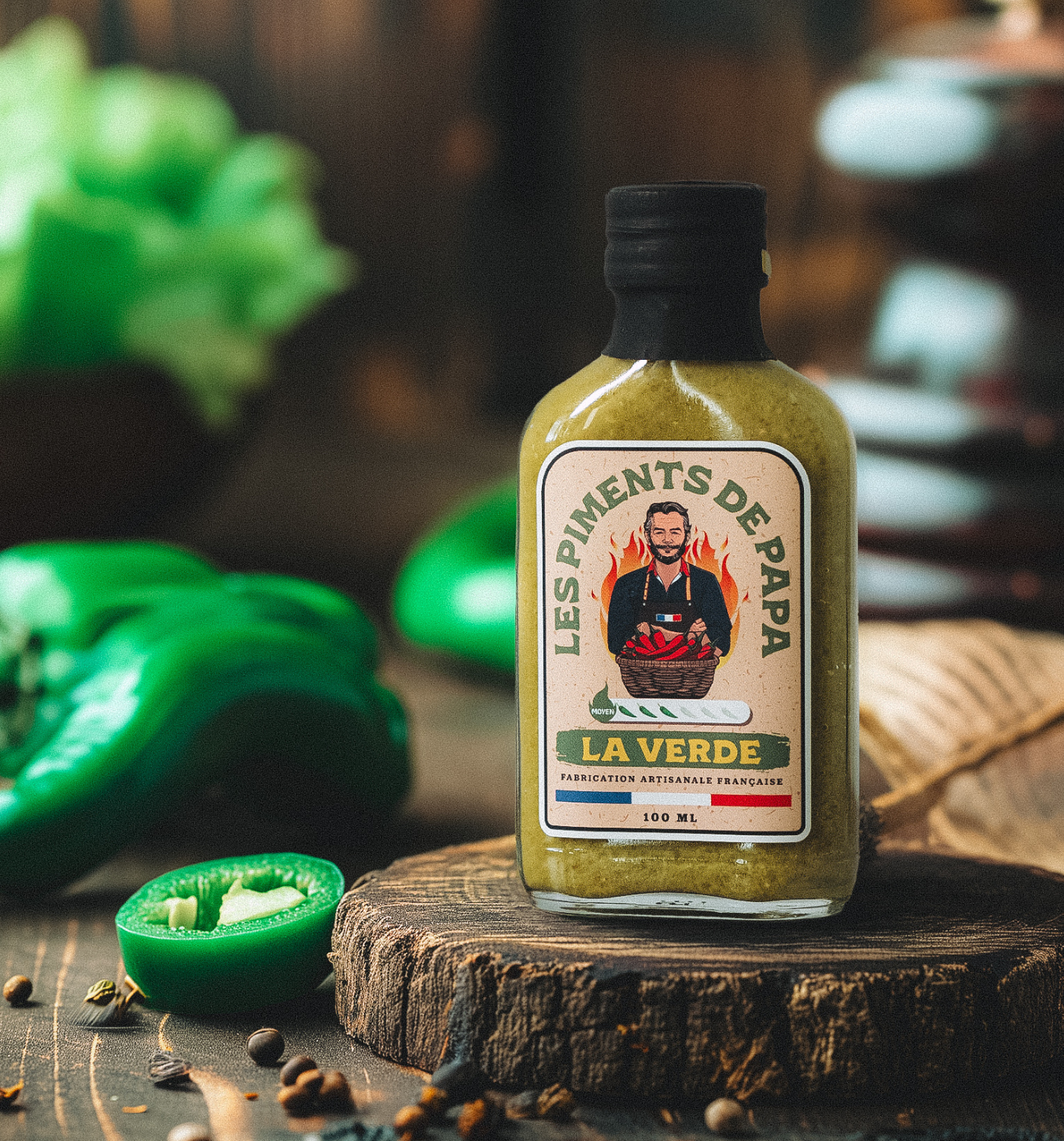 „La Verde“ butelis su žaliais jalapeno pipirais | Beata Nicholson