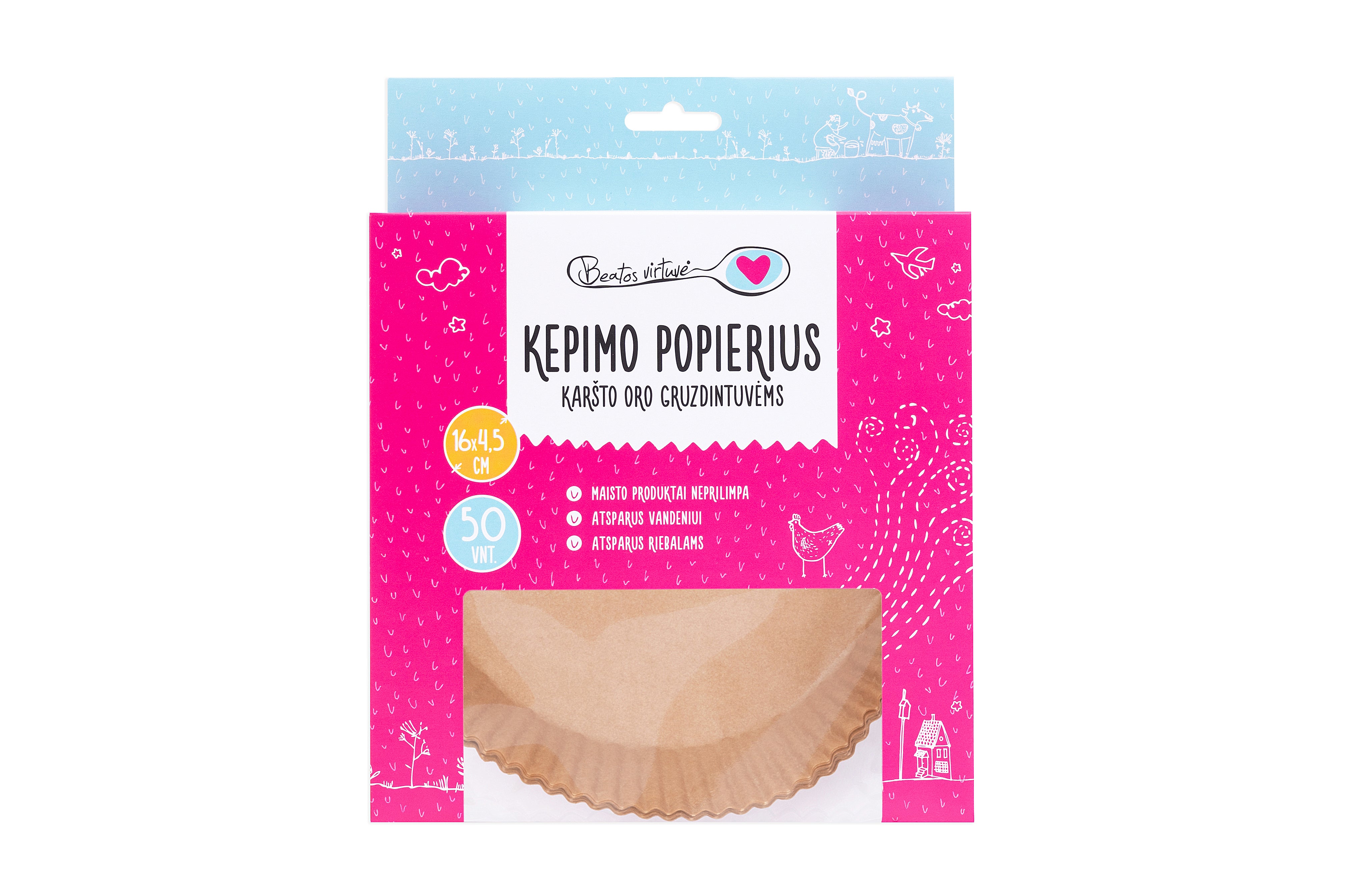 Beatos Virtuvė kepimo popierius karšto oro gruzdintuvėms (air fryer liners)