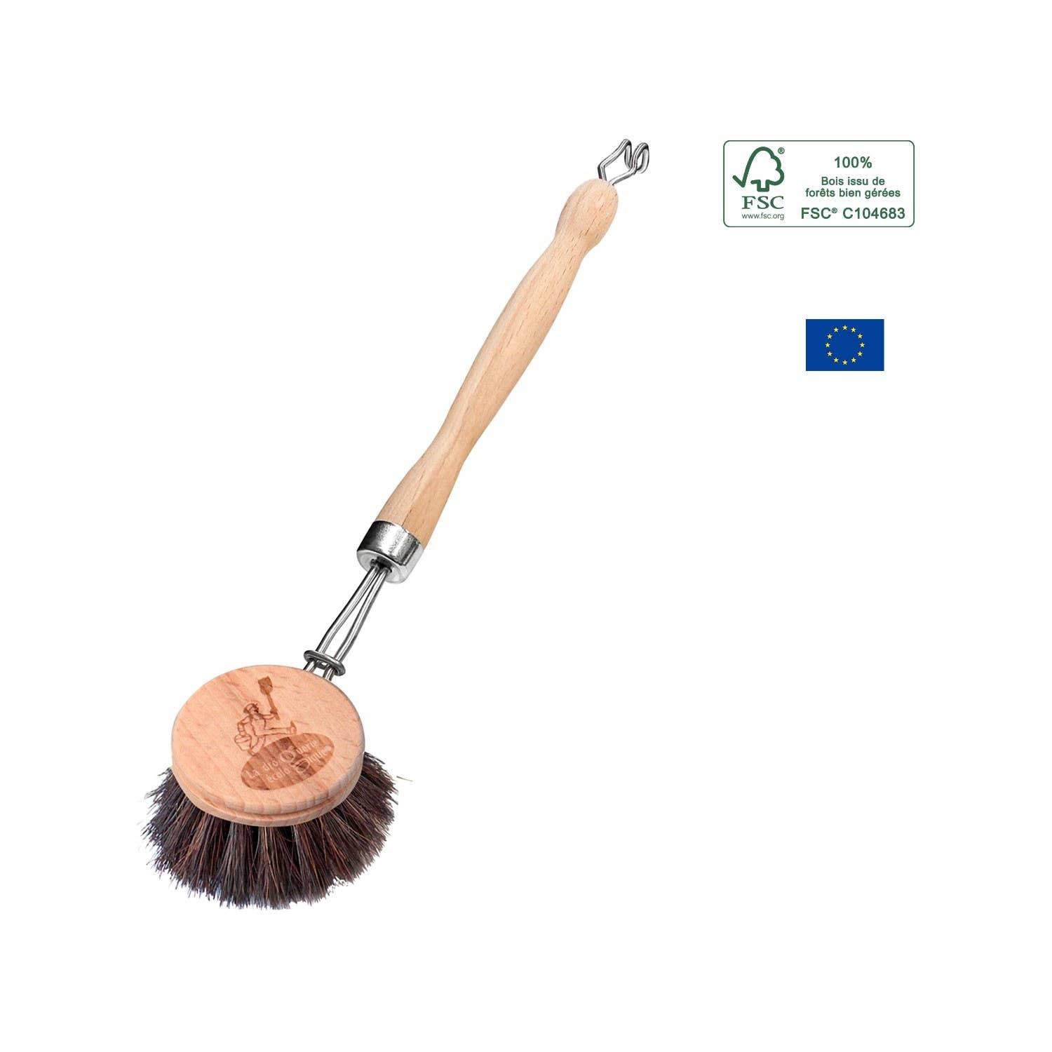 Horsehair Wooden Dish Brush Refillable - La Droguerie Ecodis - Grand Beau