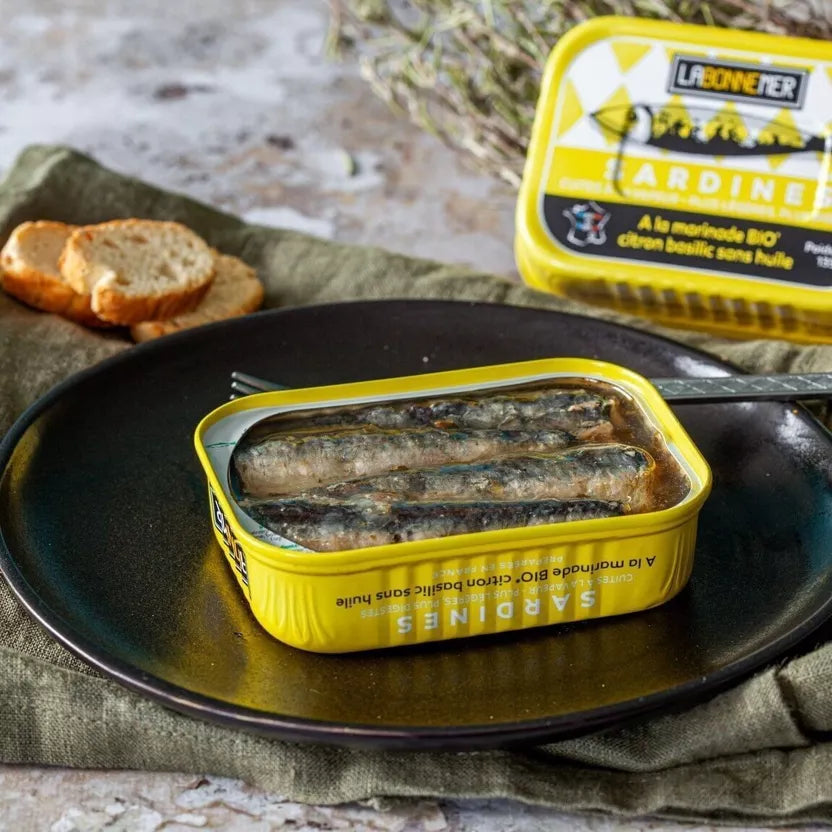 Sardinės ekologiškame citrinų ir bazilikų marinate, be aliejaus | Ferrigno – galinis vaizdas | Beata Nicholson