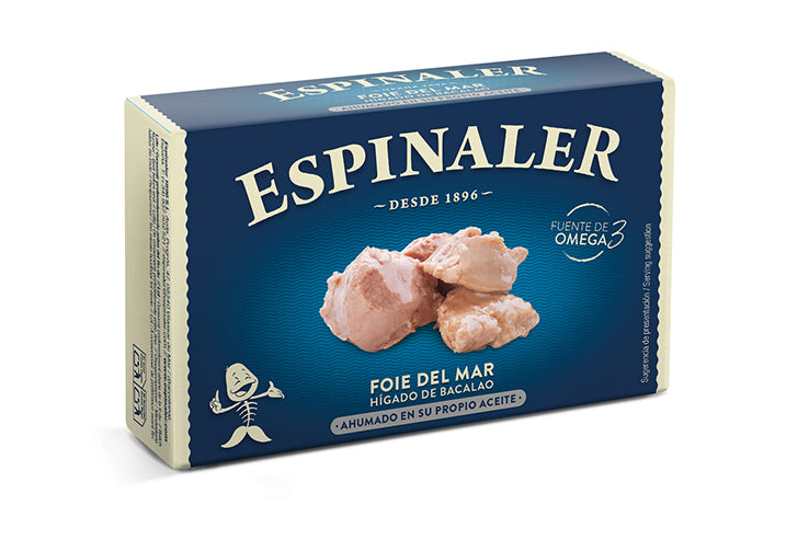 Rūkytos menkių kepenys savo aliejuje, 100 g | Espinaler – priekinis vaizdas | Beata Nicholson