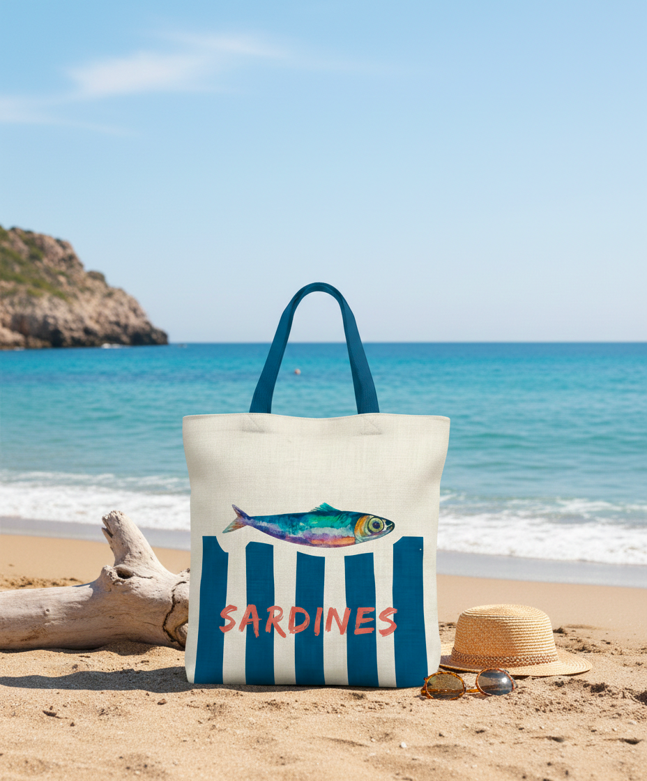 Shopping Bag in 100% cotton 400 gsm - Sardines Olivia Home