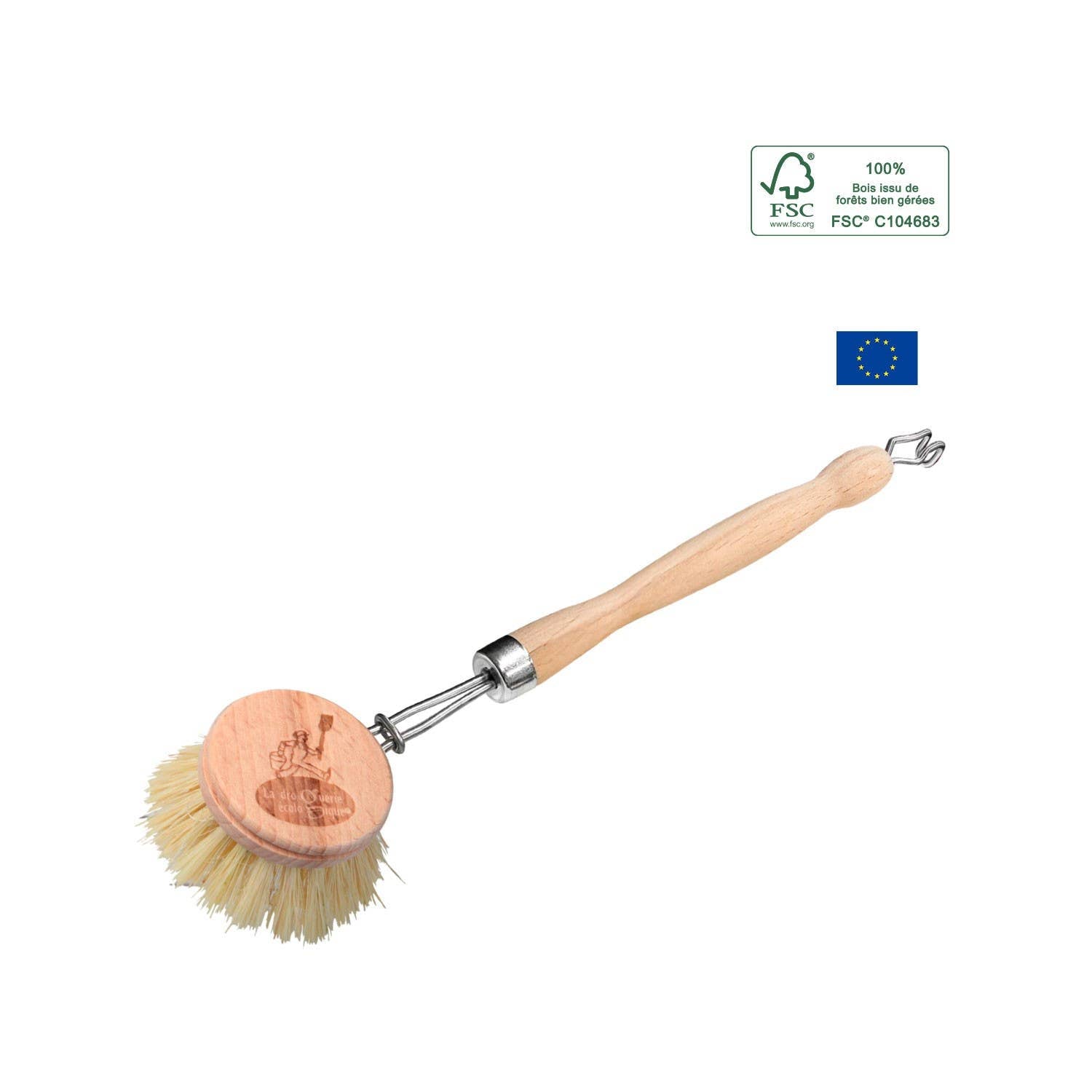 Refillable Wooden Dish Brush with Natural Fibers Ecodis - Grand Beau