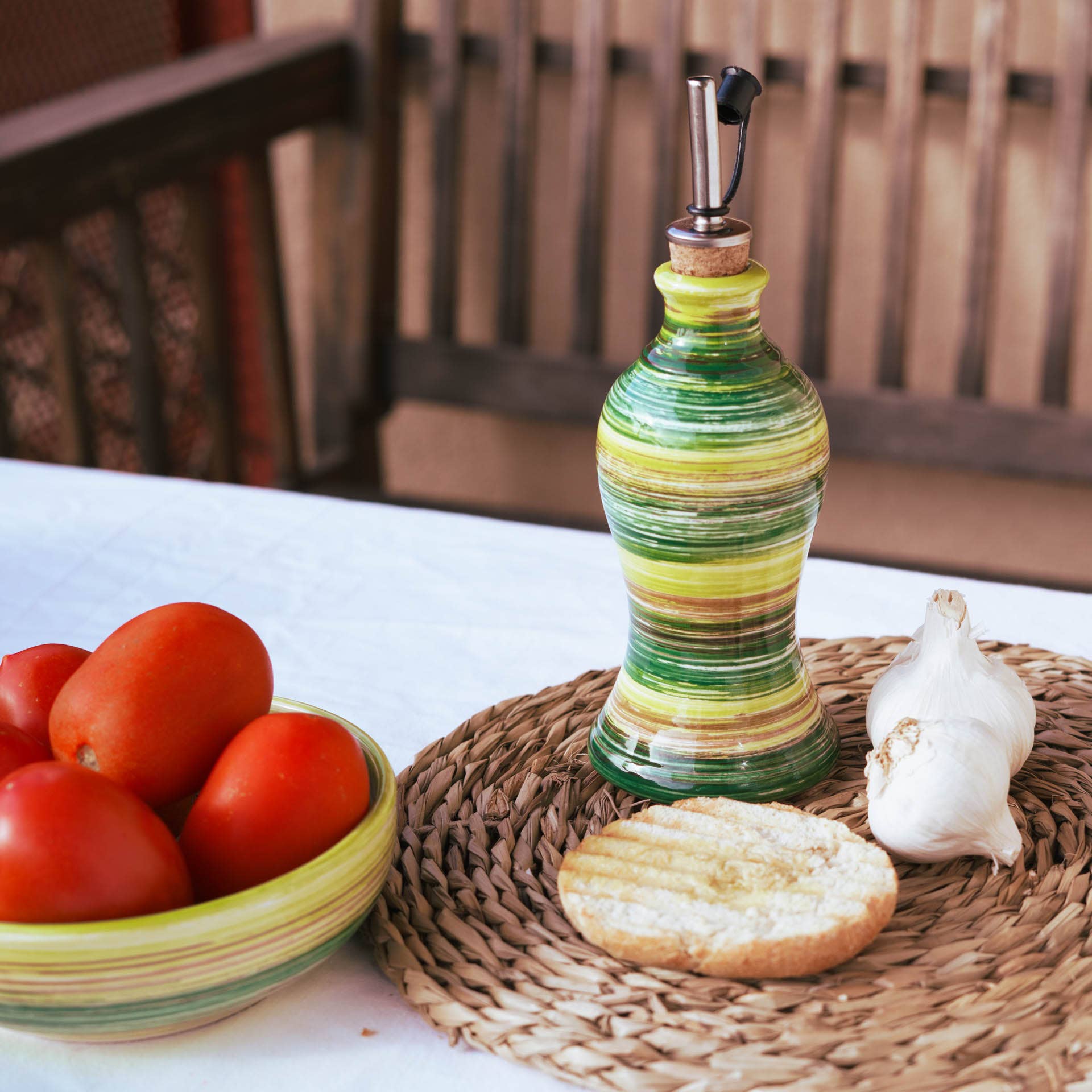 Rankų darbo keraminiai aliejaus buteliai 300ml