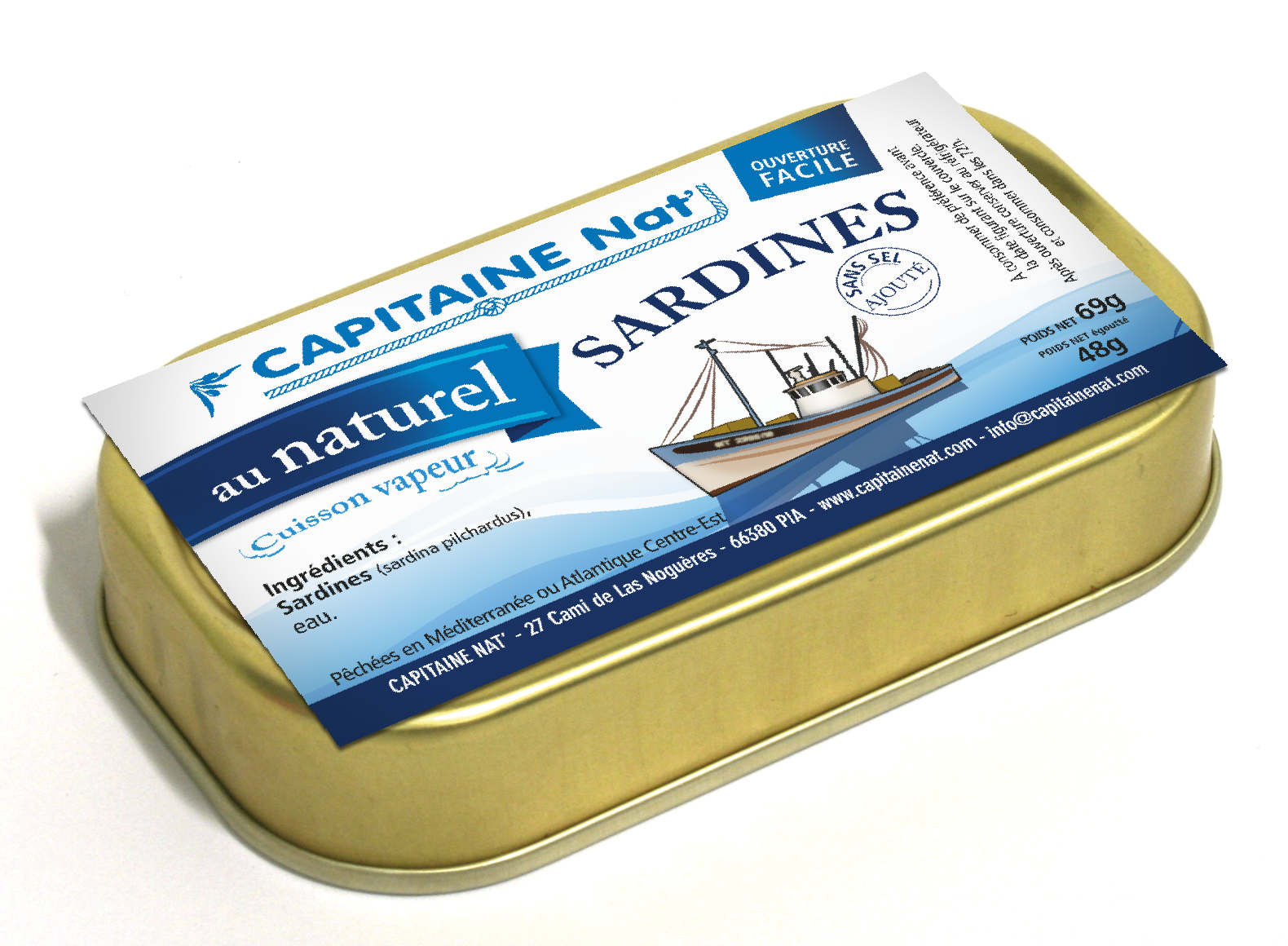 Sardinės savo sultyse be pridėtinės druskos | CAPTAINE NAT – produkto nuotrauka | Beata Nicholson