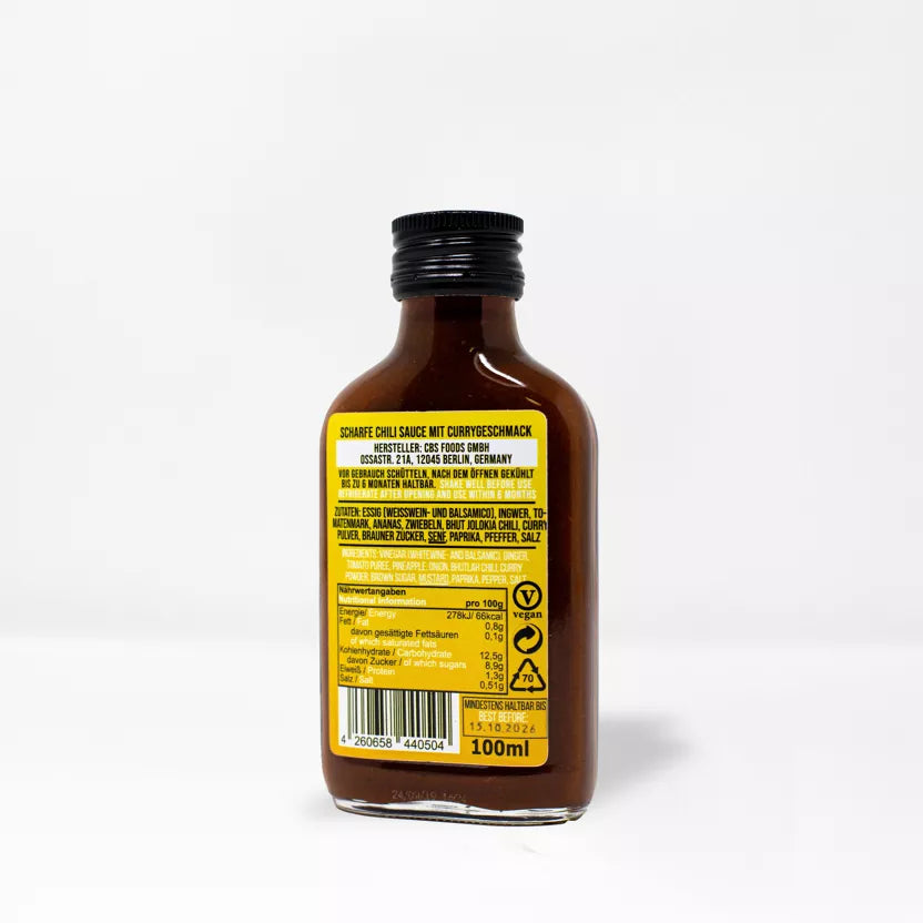 „Berliner Brennt“ aštrus kario padažas | „Crazy Bastard“, 100 ml – galinis vaizdas | Beata Nicholson