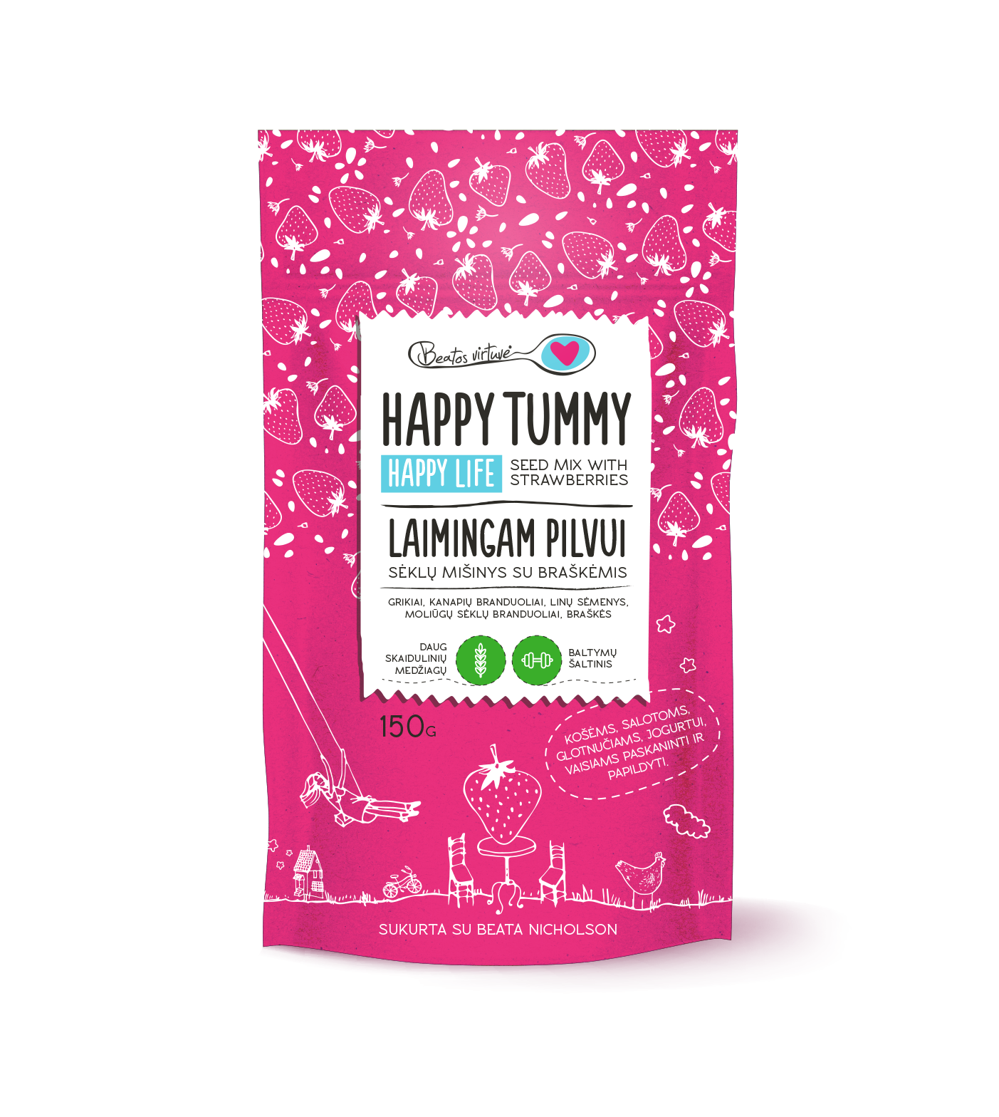 "Beatos virtuvė" Sėklų mišinys su braškemis "Laimingam Pilvui” 150g