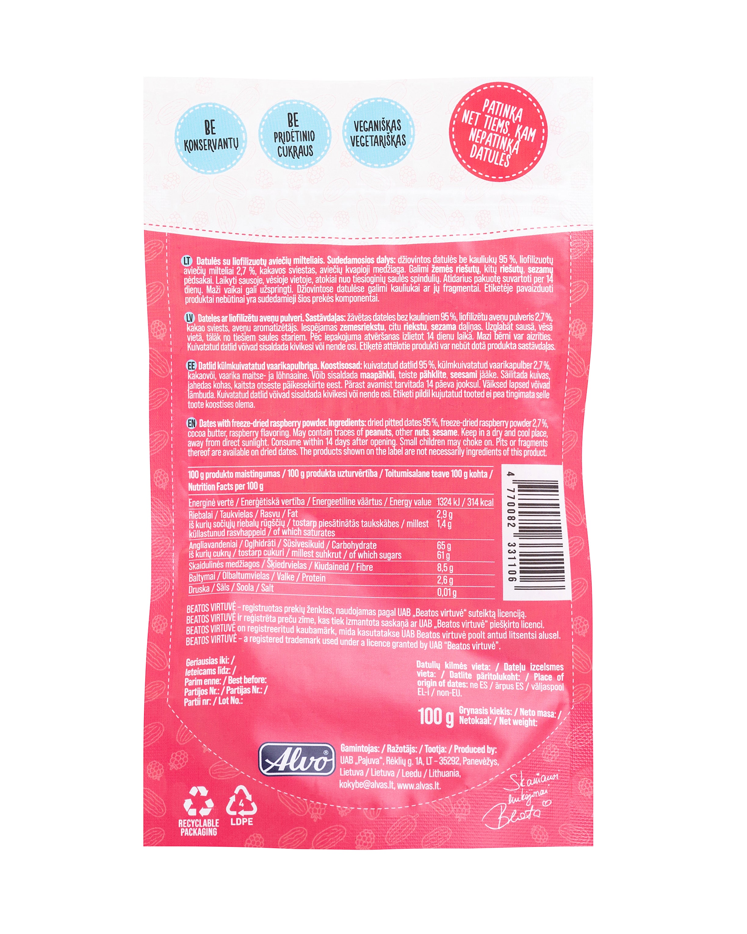 Happy Dates su avietėmis