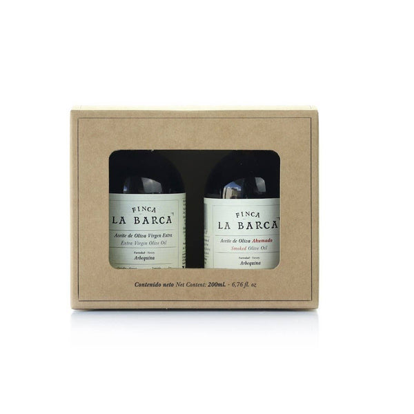 Estuche Regalo Aceites de Oliva "Ahumado y sin Ahumar" 2 bot Finca La Barca