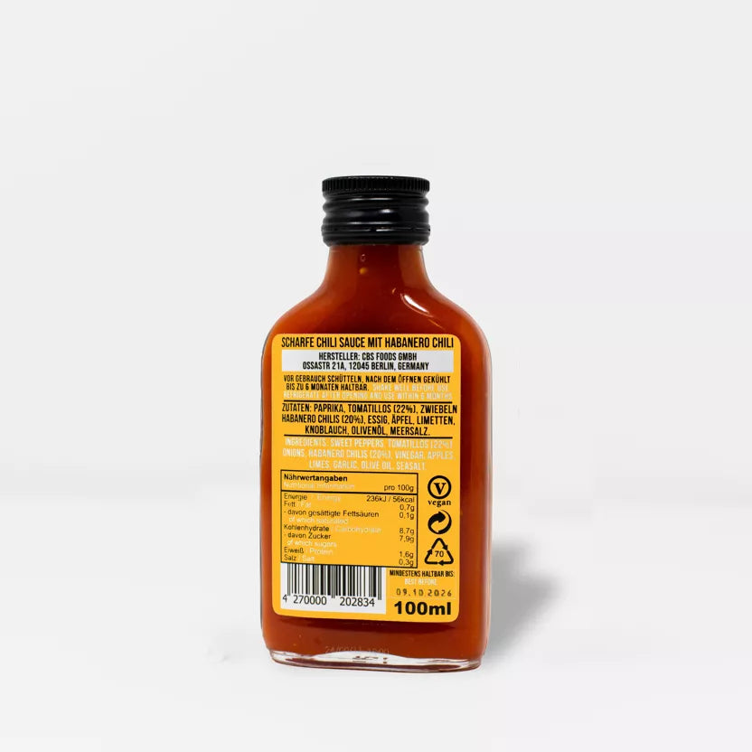 Crazy Bastard aštrus padažas - habanero ir tomatilų skonio, 100 ml – šoninis vaizdas | Beata Nicholson