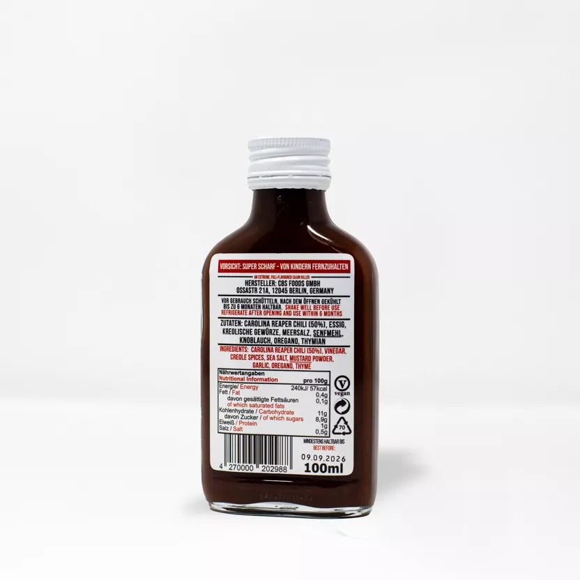 Crazy Bastard aštrus padažas - Superhot Reaper 100ml – šoninis vaizdas | Beata Nicholson