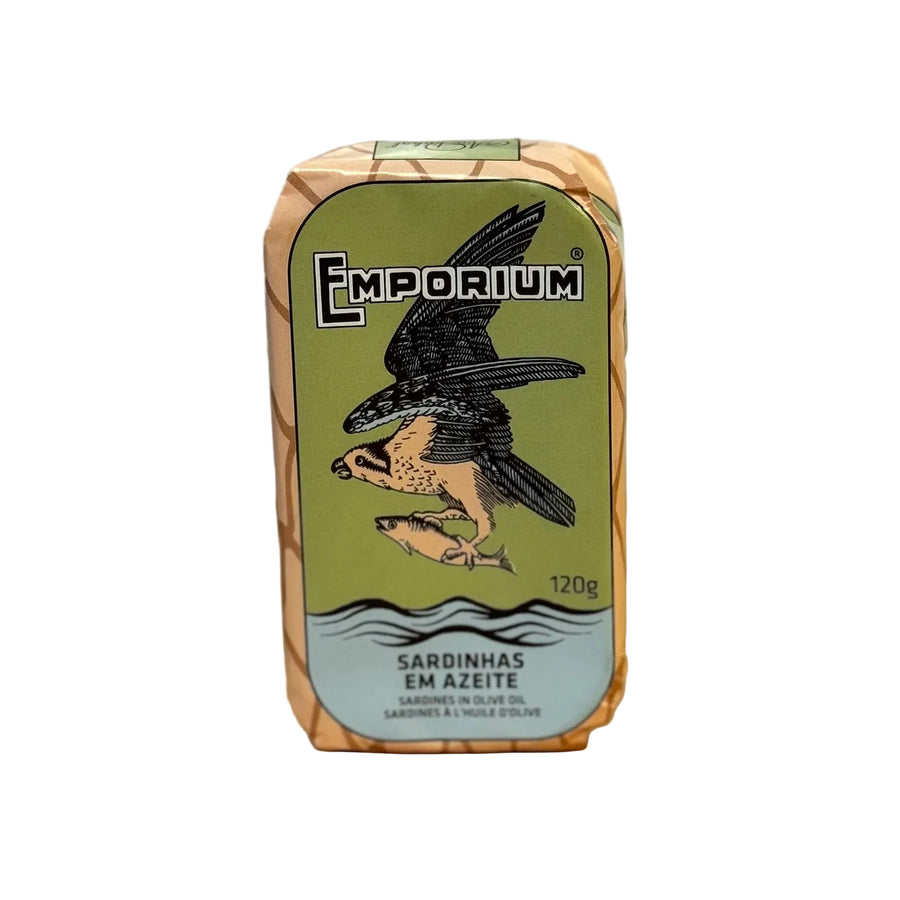 Sardinės alyvuogių aliejuje, Emporium, 120 g | Ampinhal – priekinis vaizdas | Beata Nicholson
