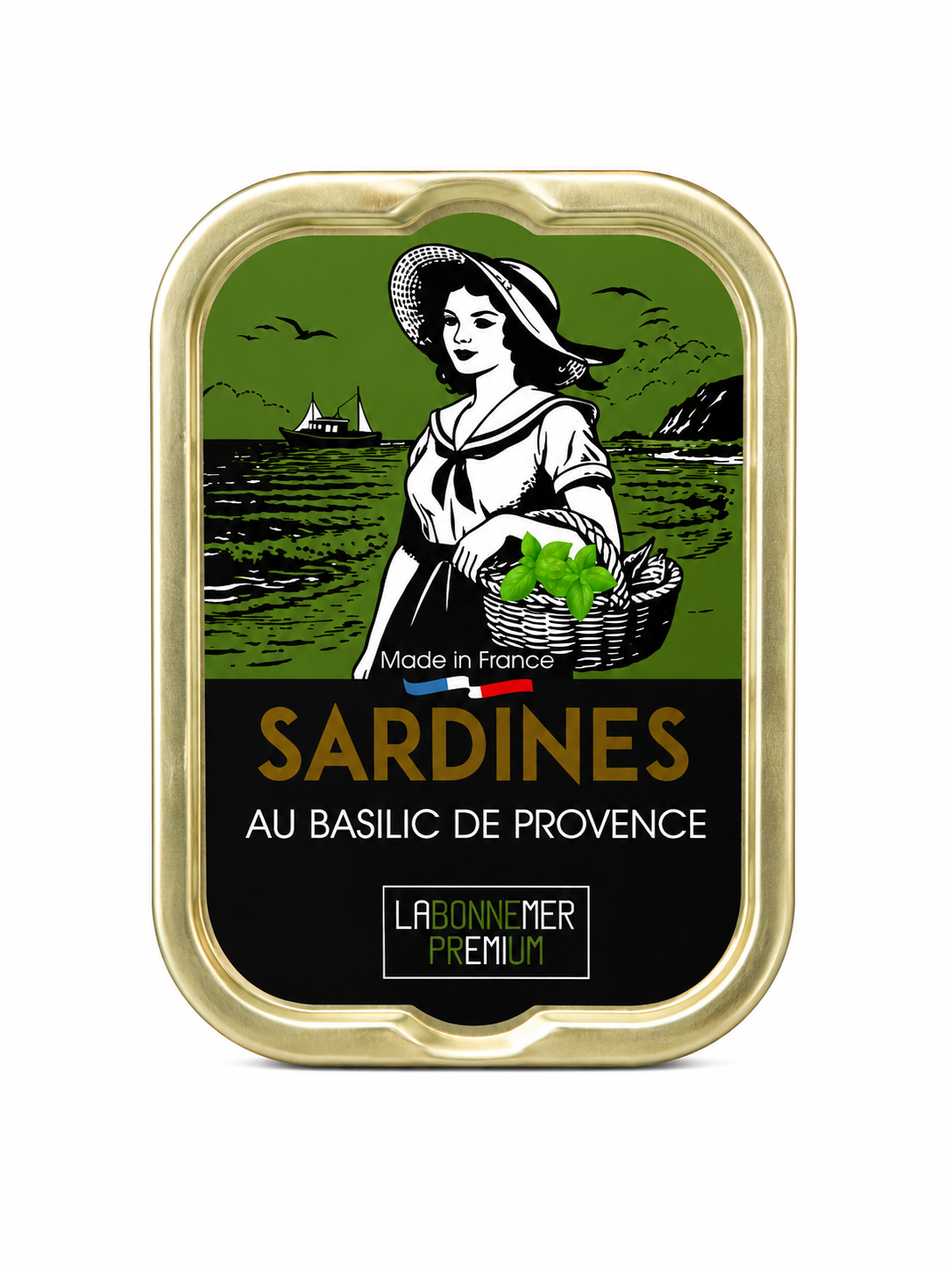 Sardinių su Provanso baziliku skardinė (La Bonne Mer Premium)
