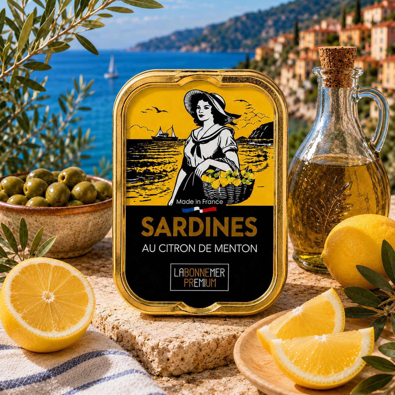 Sardinės su Mentono citrinomis, patiektos su citrinomis