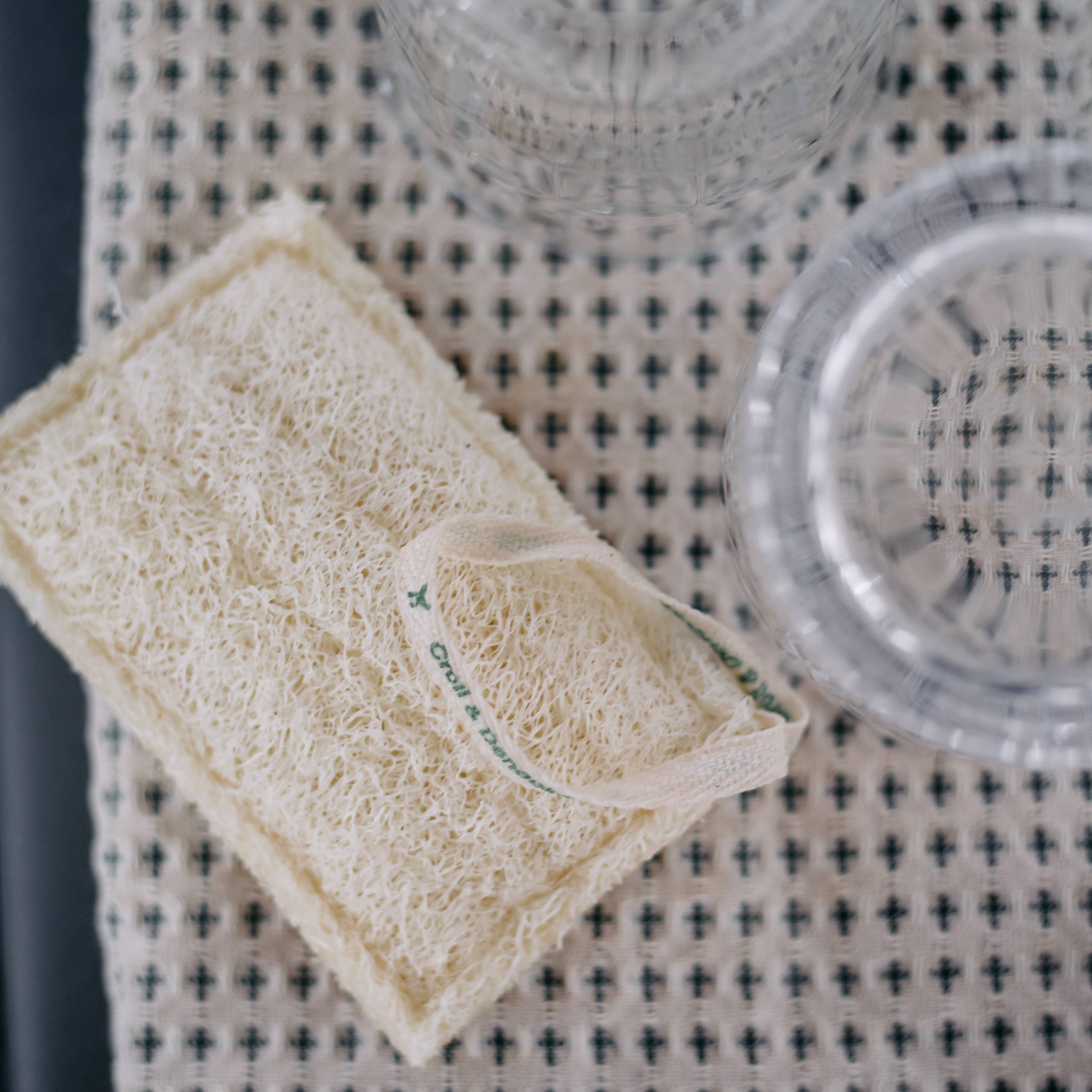 Lufos indų plovimo kempinėlės, 2 dalių ekologiškas virtuvės rinkinys