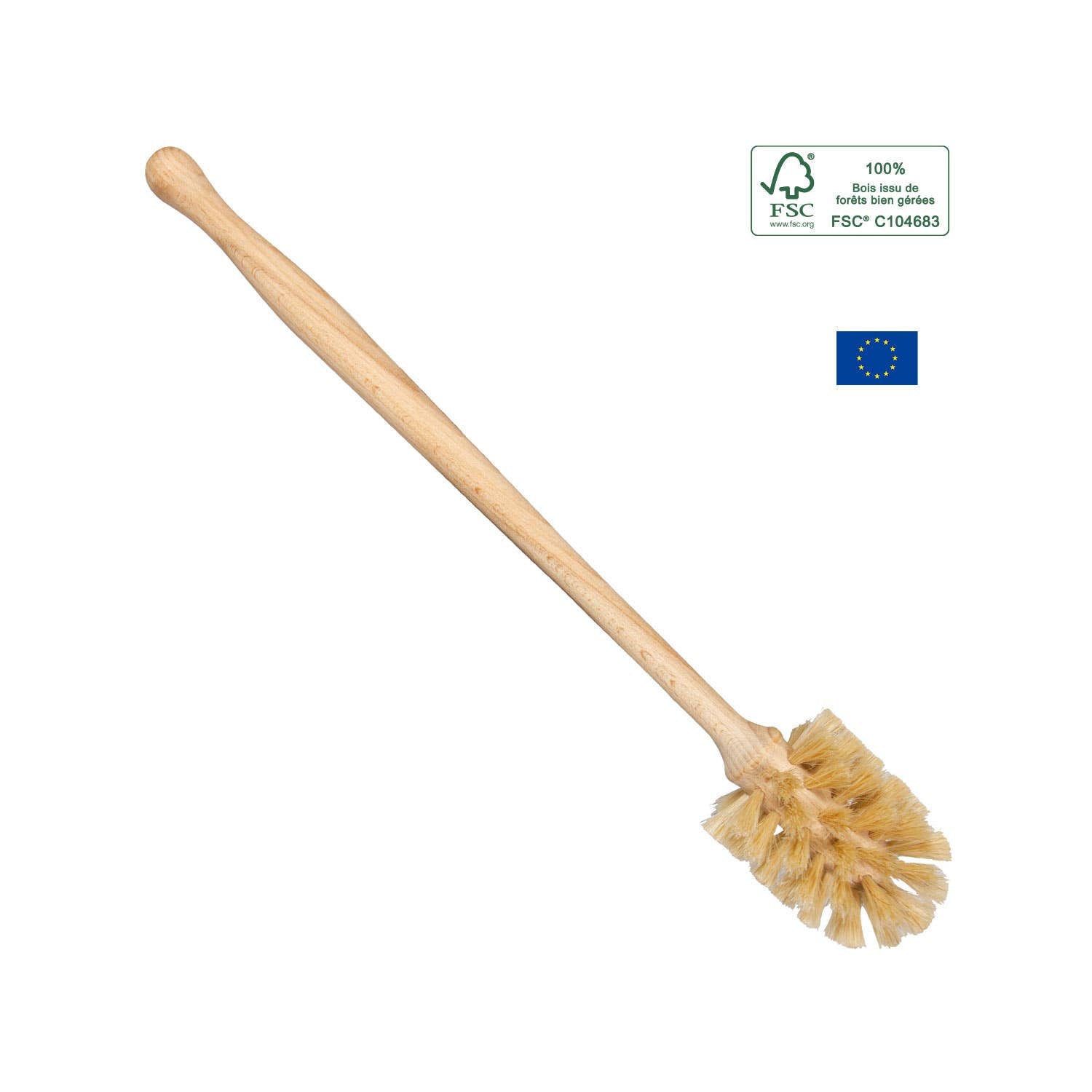 Butelių šepetys su medine rankena ir natūraliais šereliais