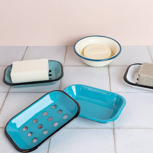 Turkio mėlynumo emaliuota geležinė muilinė