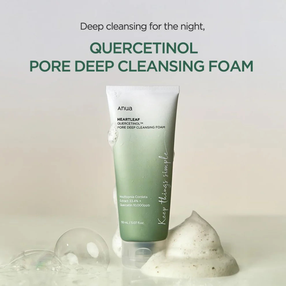 Anua Heartleaf Quercetinol Pore Deep Cleansing Foam - giliai poras valantis veido prausiklis 150ml