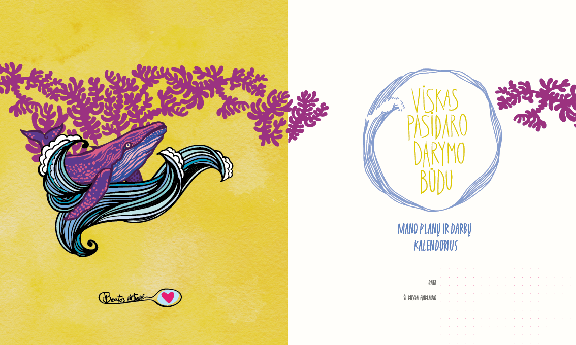 Nedatuotas planavimo kalendorius su metų ir mėnesių puslapiais