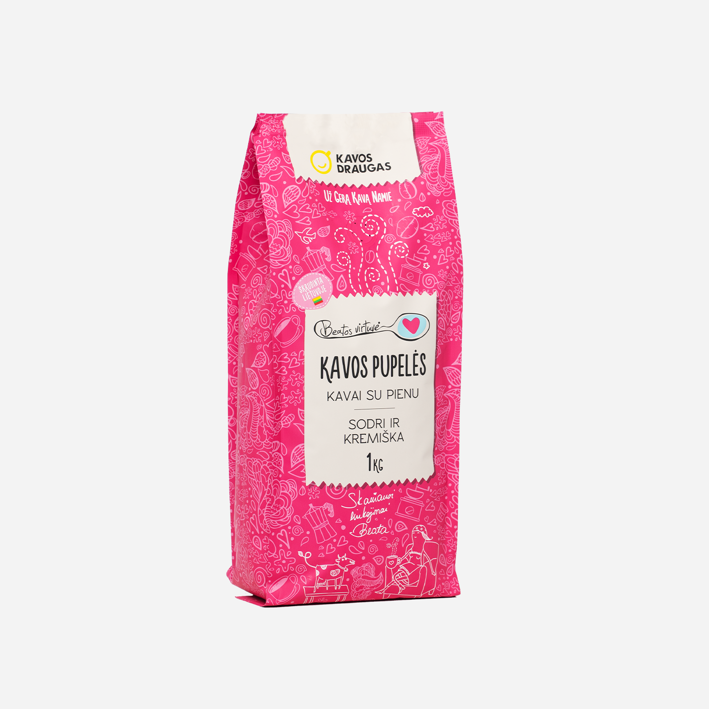 Kavos pupelės BEATOS VIRTUVĖ kavai su pienu, 1 kg