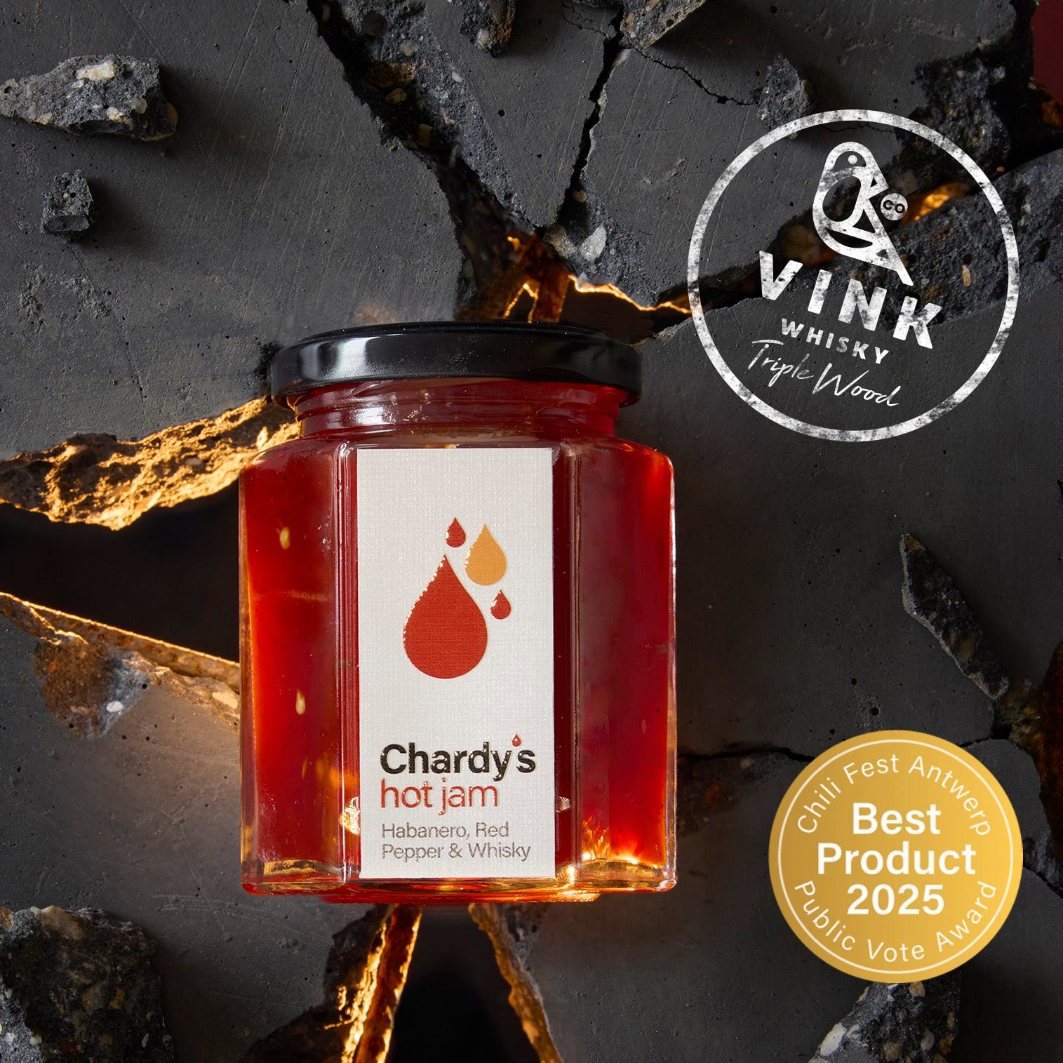 Chardy's aštri paprikų uogienė su habanero ir viskiu, 200 g