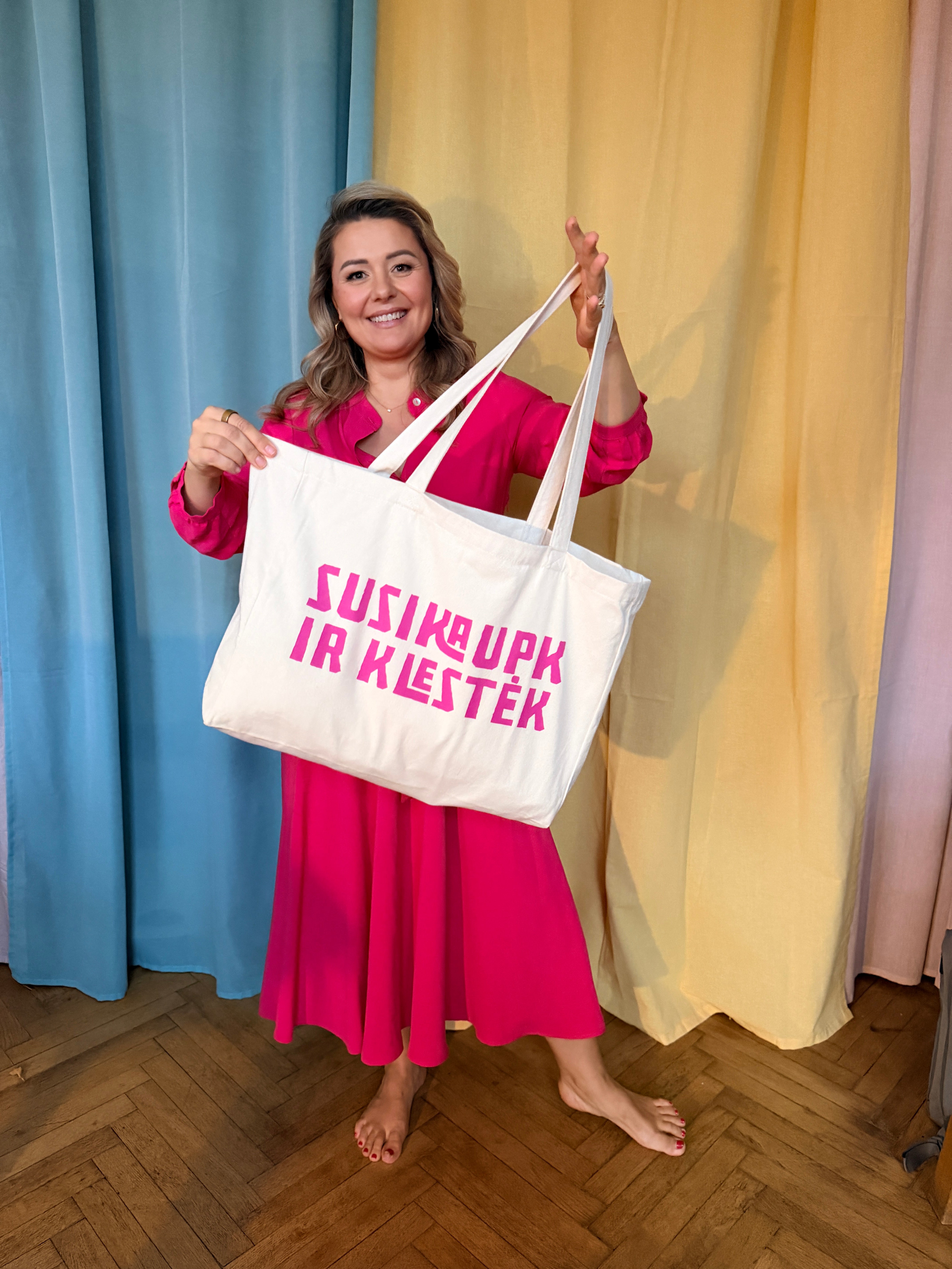 Perdirbtos drobės pirkinių krepšys