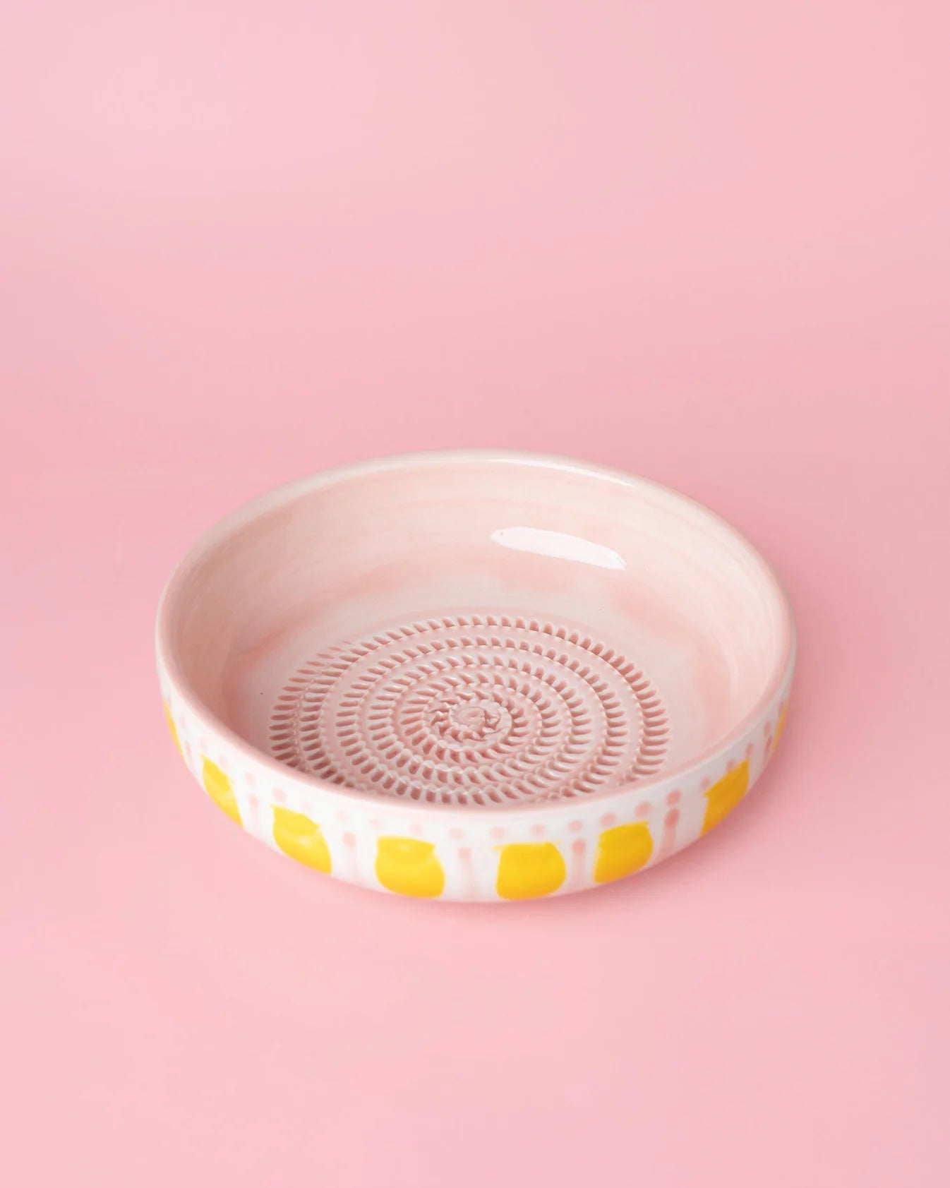 Didelė lėkštė keramikos dubuo su tarka – rožinė ir geltona / VALENTINA