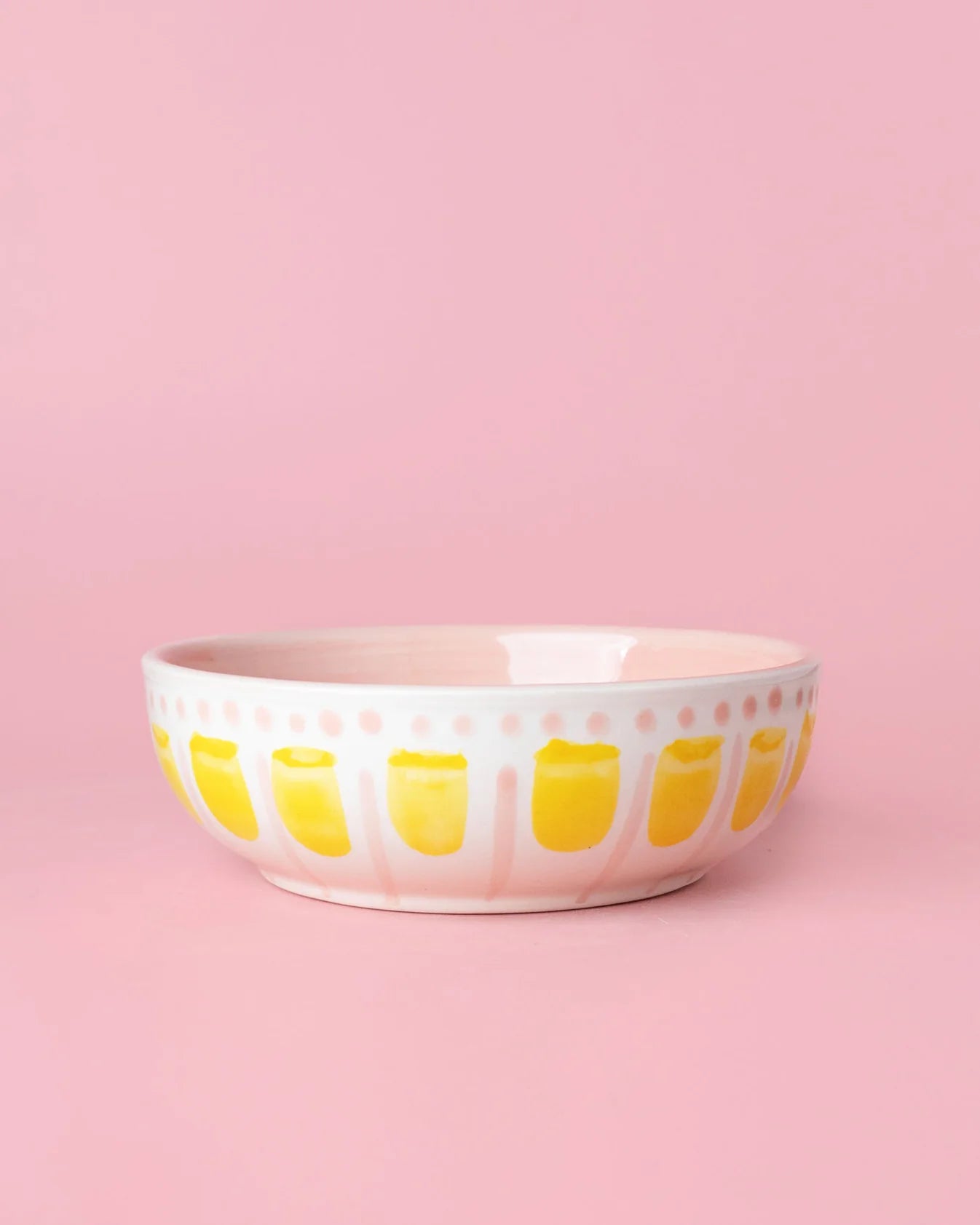 Didelė lėkštė keramikos dubuo su tarka – rožinė ir geltona / VALENTINA