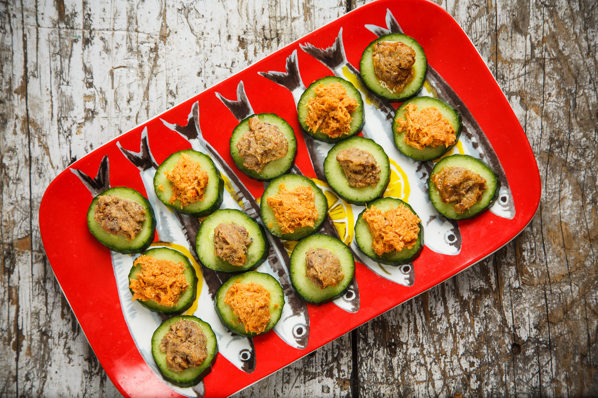 Žuvies terinų rinkinys: tunas, skumbrė ir sardinės, 3 × 85 g | Jean de Luz – patiekimo nuotrauka | Beata Nicholson