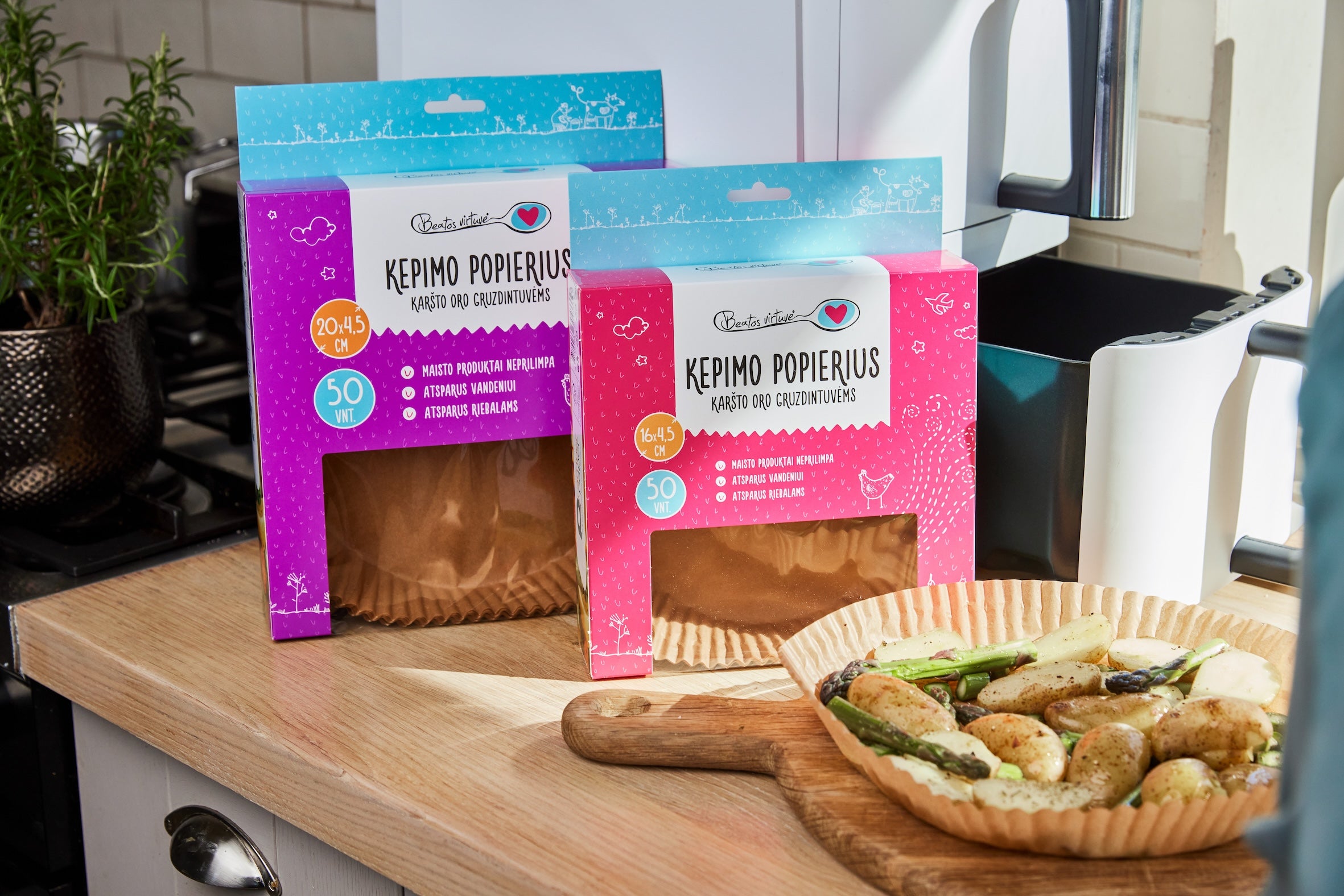 Beatos Virtuvė kepimo popierius karšto oro gruzdintuvėms (air fryer liners)