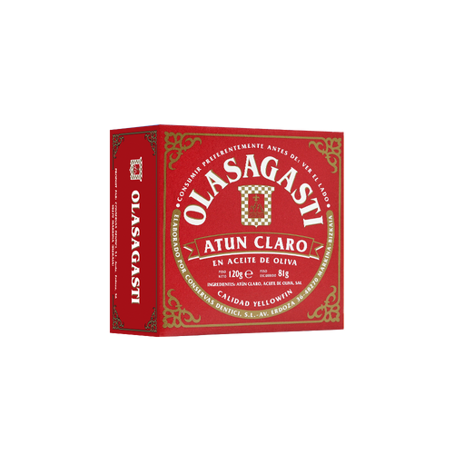 Geltonpelekio tuno kepsnys alyvuogių aliejuje - 120 g | Olasagasti – priekinis vaizdas | Beata Nicholson
