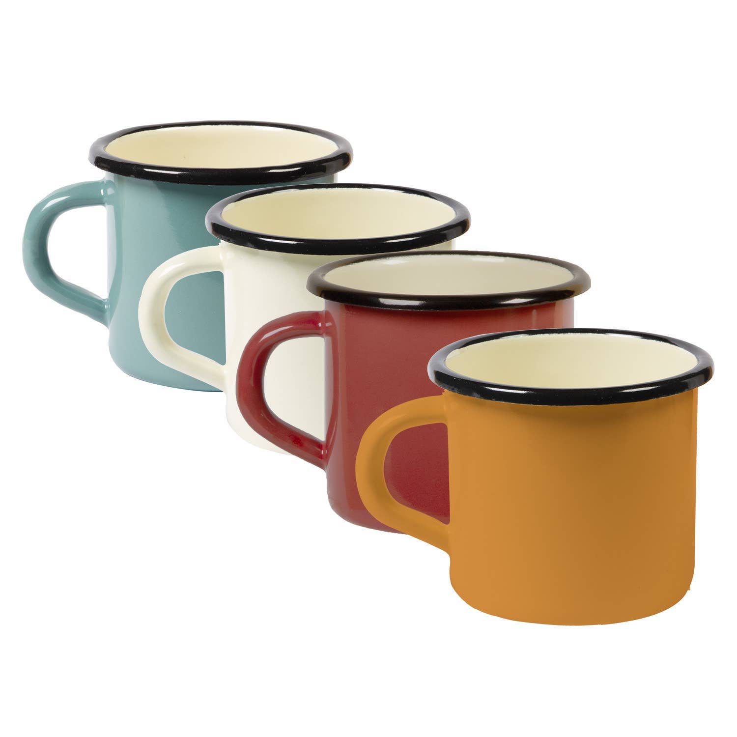 Emaliuotų puodelių rinkinys – 4 spalvos ☕️🎨