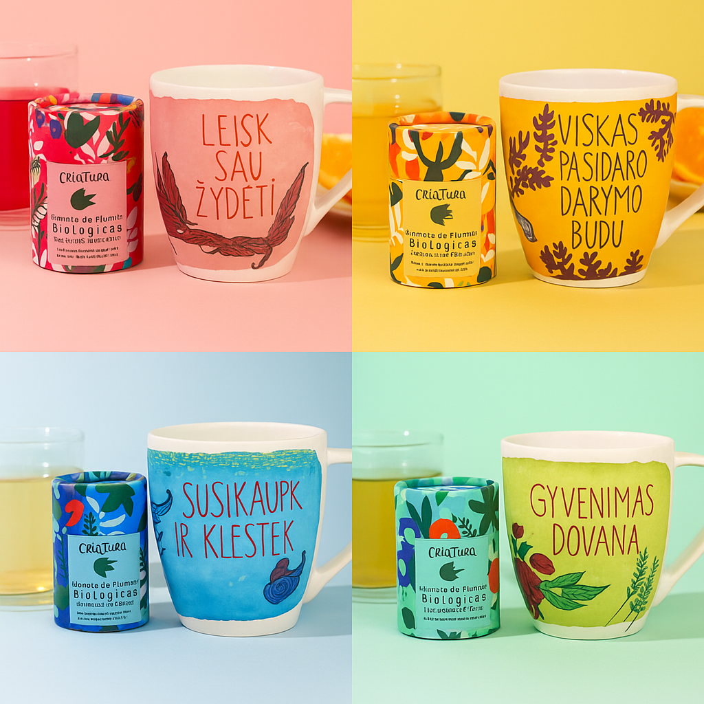 Beatos pilnų puodelių kolekcija su „Criatura“ arbata