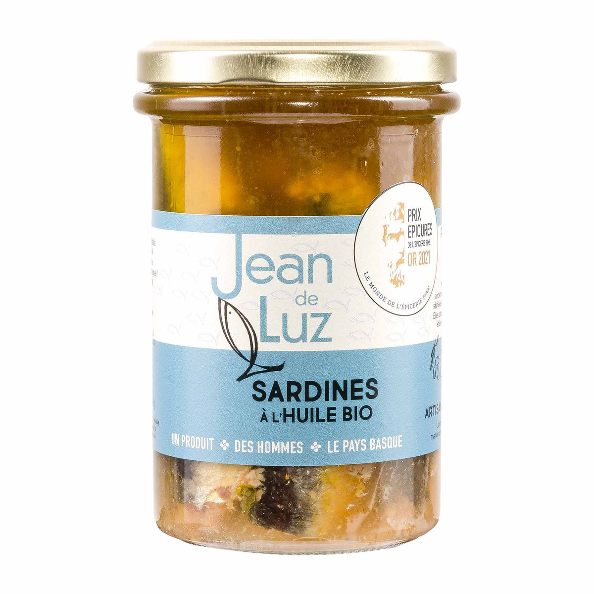 Ekologiškos sardinės alyvuogių aliejuje, 270 g | Jean de Luz – priekinis vaizdas | Beata Nicholson