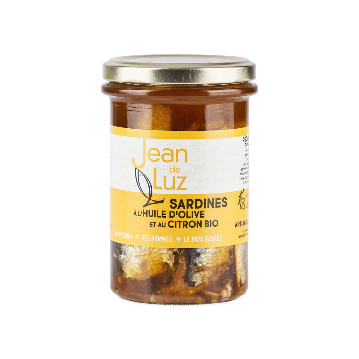 Sardinės alyvuogių aliejuje su citrina, 270 g | Jean de Luz – priekinis vaizdas | Beata Nicholson