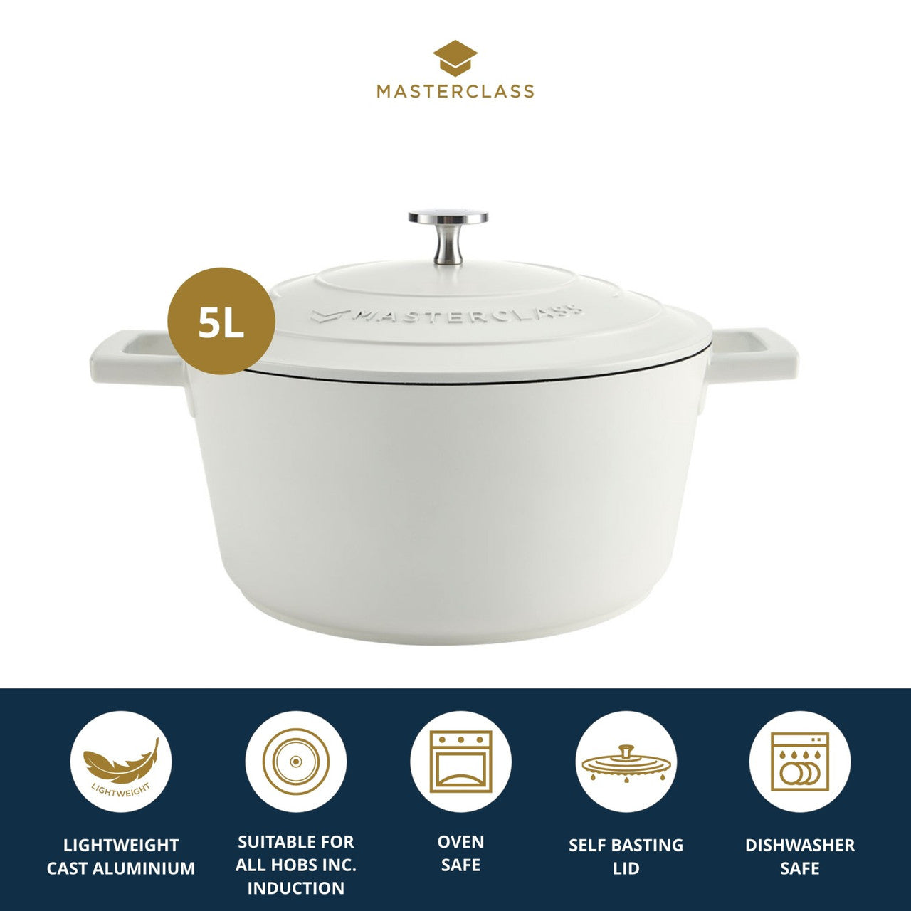 MasterClass Cast Aluminium Casserole Dish, 5L, Kremas Beatos.lt
